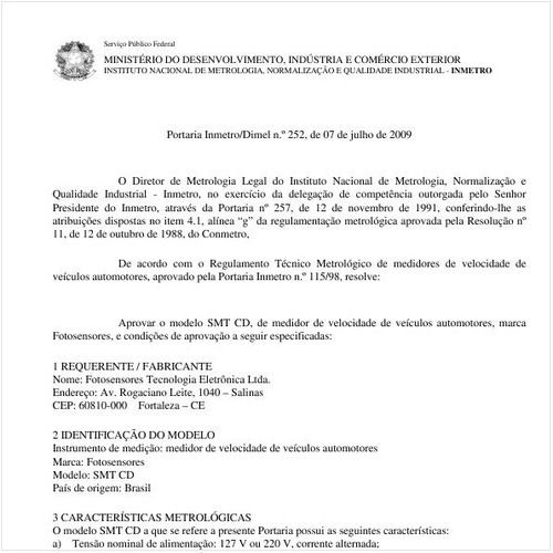 Portaria INMETRO/DIMEL 252:2009 - Situação: Revisto