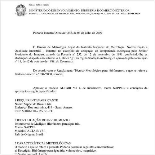 Portaria INMETRO/DIMEL 245:2009 - Situação: Revisto