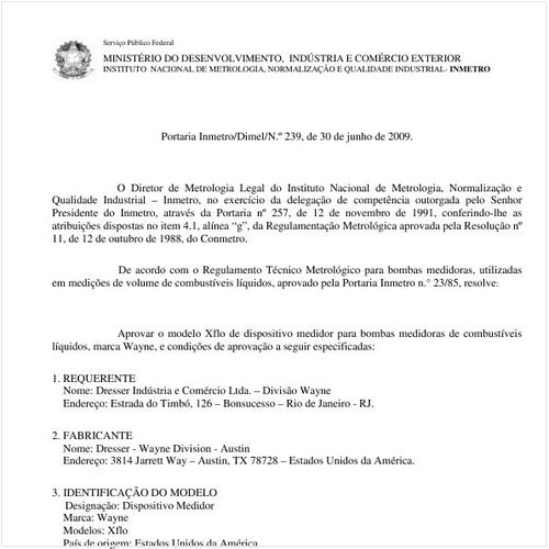 Portaria INMETRO/DIMEL 239:2009 - Situação: Revisto