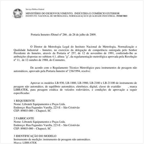 Portaria INMETRO/DIMEL 286:2009 - Situação: Revisto