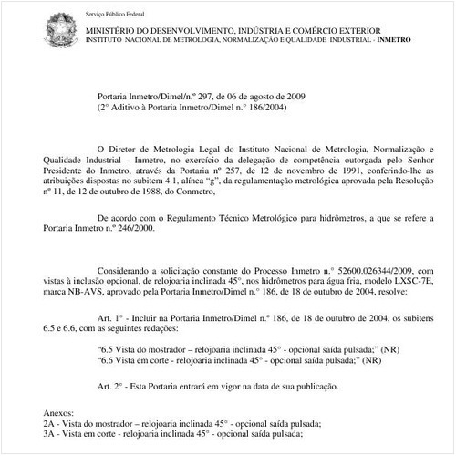 Portaria INMETRO/DIMEL 297:2009 - Situação: Em vigor