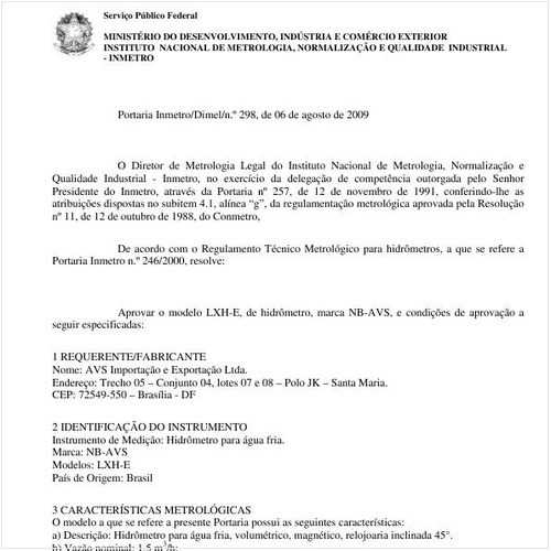 Portaria INMETRO/DIMEL 298:2009 - Situação: Revisto