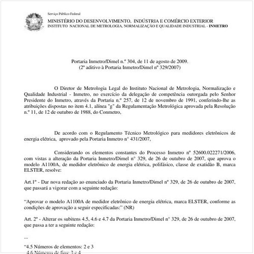 Portaria INMETRO/DIMEL 304:2009 - Situação: Revisto