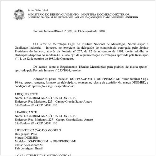 Portaria INMETRO/DIMEL 309:2009 - Situação: Revisto