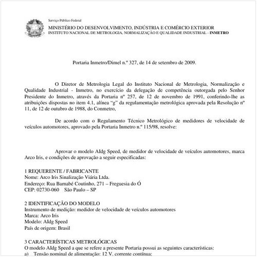 Portaria INMETRO/DIMEL 327:2009 - Situação: Em vigor