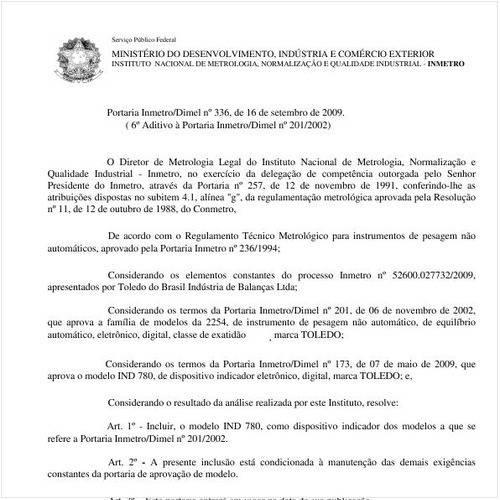 Portaria INMETRO/DIMEL 336:2009 - Situação: Revisto