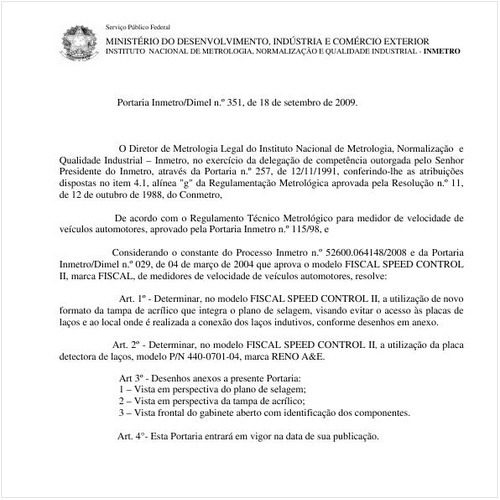 Portaria INMETRO/DIMEL 351:2009 - Situação: Em vigor
