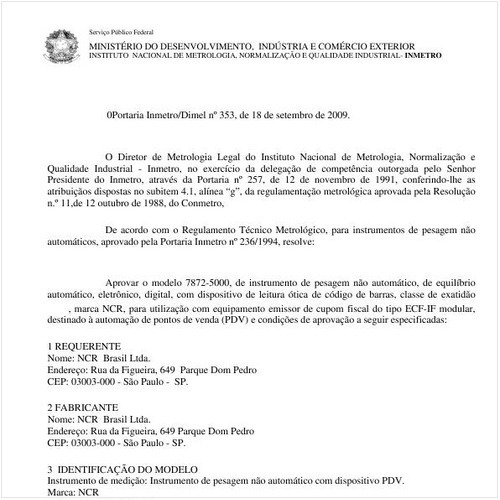 Portaria INMETRO/DIMEL 353:2009 - Situação: Prazo de validade expirado