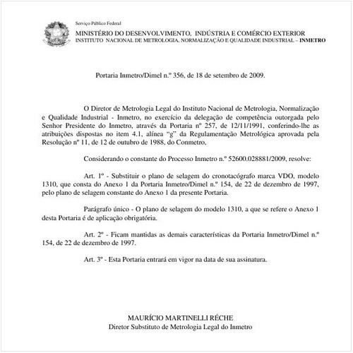 Portaria INMETRO/DIMEL 356:2009 - Situação: Em vigor