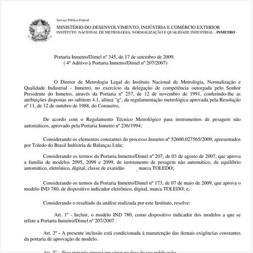 Portaria INMETRO/DIMEL 345:2009 - Situação: Revisto