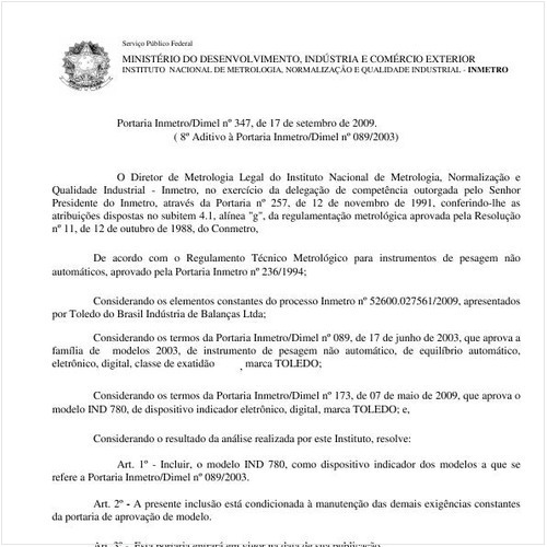 Portaria INMETRO/DIMEL 347:2009 - Situação: Em vigor