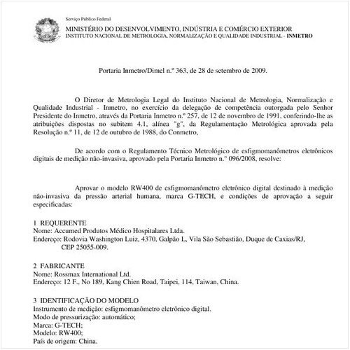 Portaria INMETRO/DIMEL 363:2009 - Situação: Em vigor