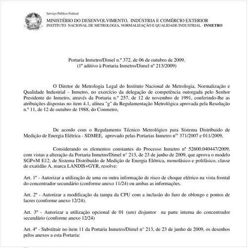 Portaria INMETRO/DIMEL 372:2009 - Situação: Revisto