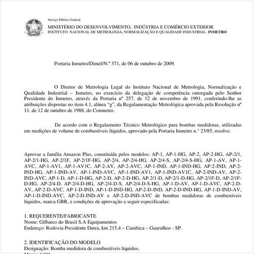 Portaria INMETRO/DIMEL 371:2009 - Situação: Em vigor