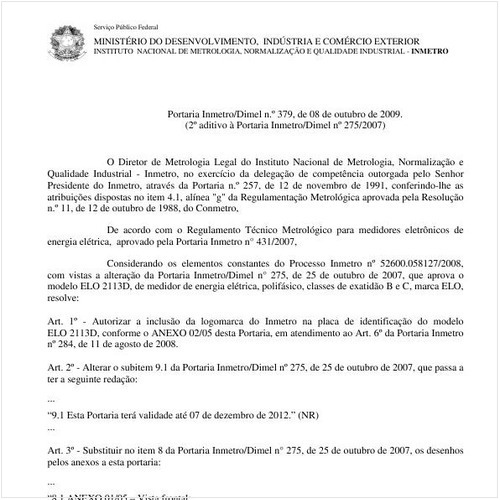 Portaria INMETRO/DIMEL 379:2009 - Situação: Revisto