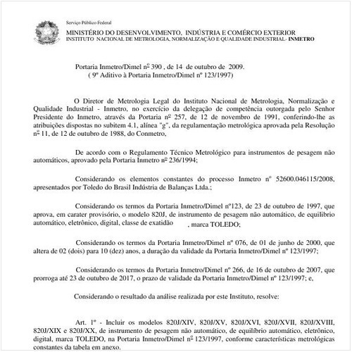 Portaria INMETRO/DIMEL 390:2009 - Situação: Revisto