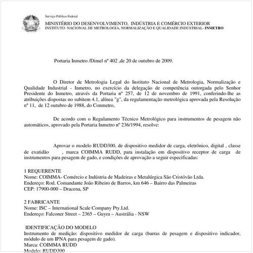 Portaria INMETRO/DIMEL 402:2009 - Situação: Prazo de validade expirado