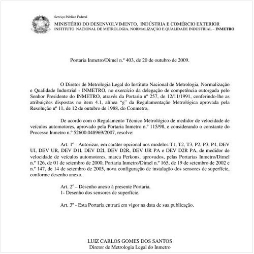 Portaria INMETRO/DIMEL 403:2009 - Situação: Em vigor