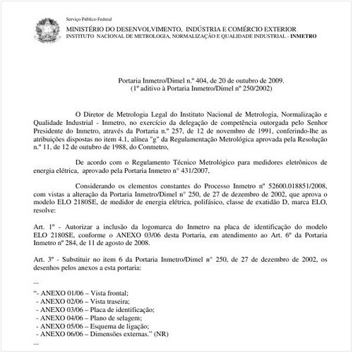 Portaria INMETRO/DIMEL 404:2009 - Situação: Revisto