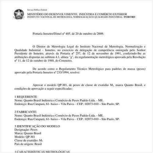 Portaria INMETRO/DIMEL 405:2009 - Situação: Revisto