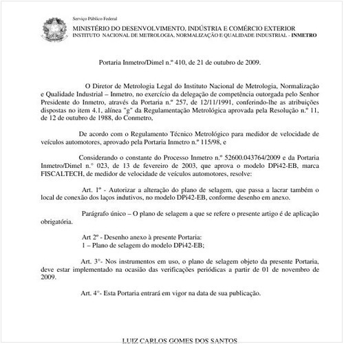 Portaria INMETRO/DIMEL 410:2009 - Situação: Em vigor