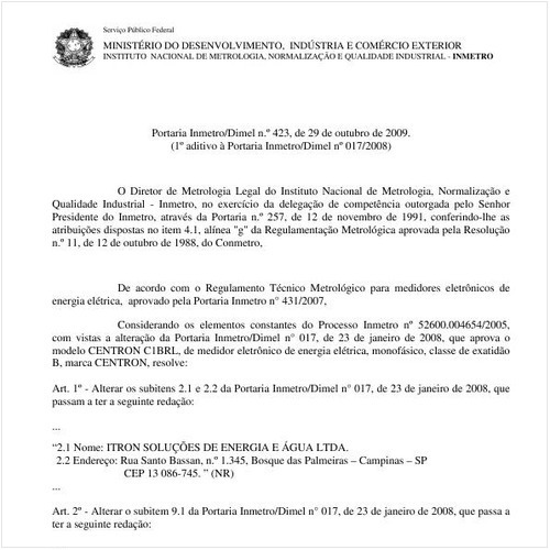 Portaria INMETRO/DIMEL 423:2009 - Situação: Revisto