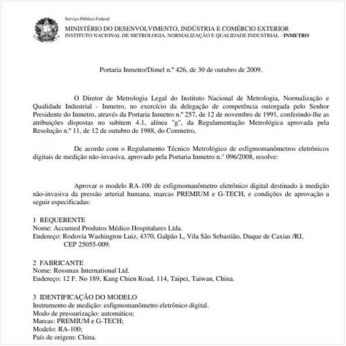 Portaria INMETRO/DIMEL 426:2009 - Situação: Em vigor