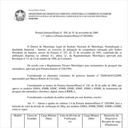 Portaria INMETRO/DIMEL 450:2009 - Situação: Em vigor