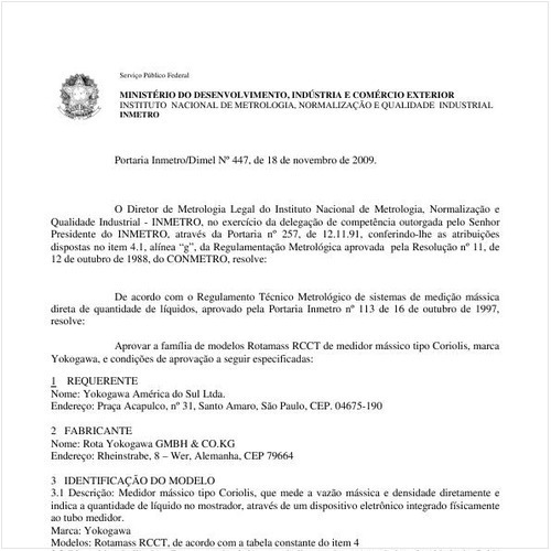 Portaria INMETRO/DIMEL 447:2009 - Situação: Em vigor