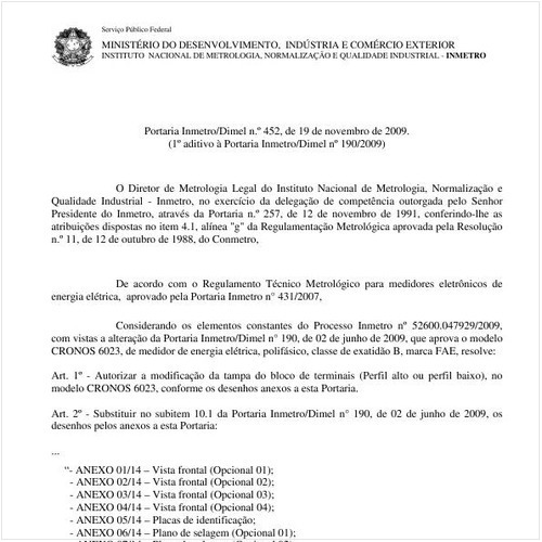 Portaria INMETRO/DIMEL 452:2009 - Situação: Revisto