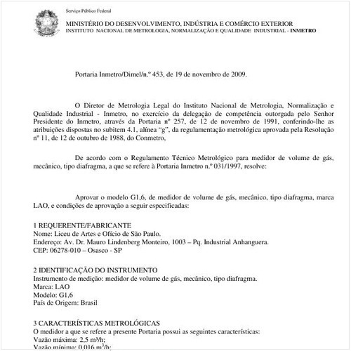 Portaria INMETRO/DIMEL 453:2009 - Situação: Revisto