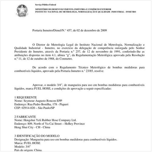 Portaria INMETRO/DIMEL 457:2009 - Situação: Em vigor