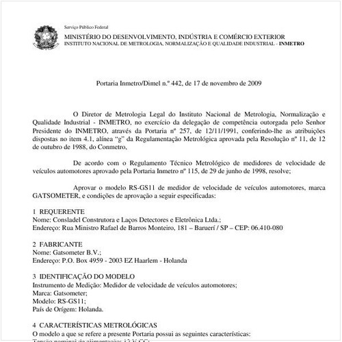 Portaria INMETRO/DIMEL 442:2009 - Situação: Revisto