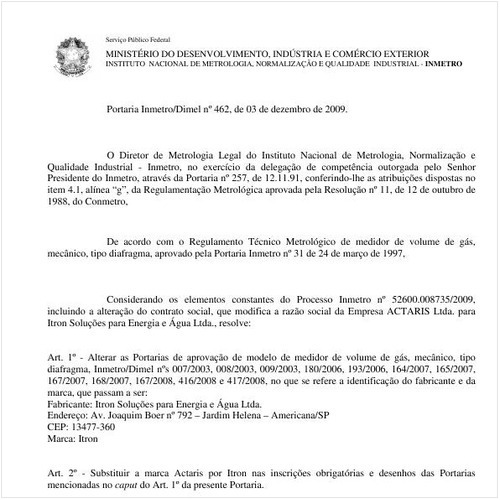 Portaria INMETRO/DIMEL 462:2009 - Situação: Revisto