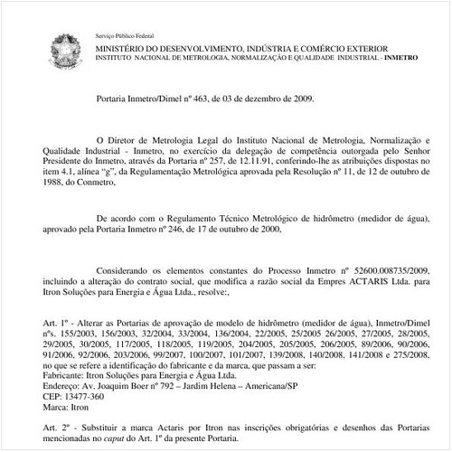 Portaria INMETRO/DIMEL 463:2009 - Situação: Em vigor