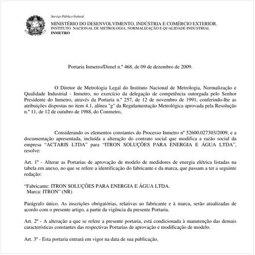 Portaria INMETRO/DIMEL 468:2009 - Situação: Revisto