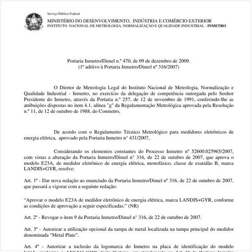 Portaria INMETRO/DIMEL 470:2009 - Situação: Revisto