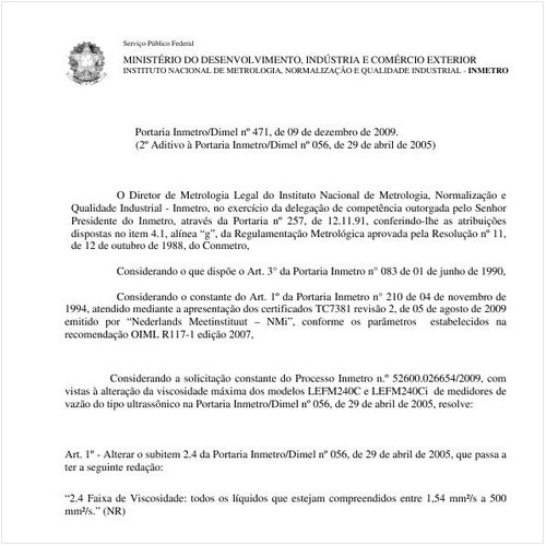 Portaria INMETRO/DIMEL 471:2009 - Situação: Em vigor
