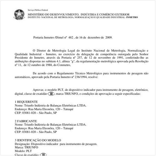 Portaria INMETRO/DIMEL 482:2009 - Situação: Prazo de validade expirado