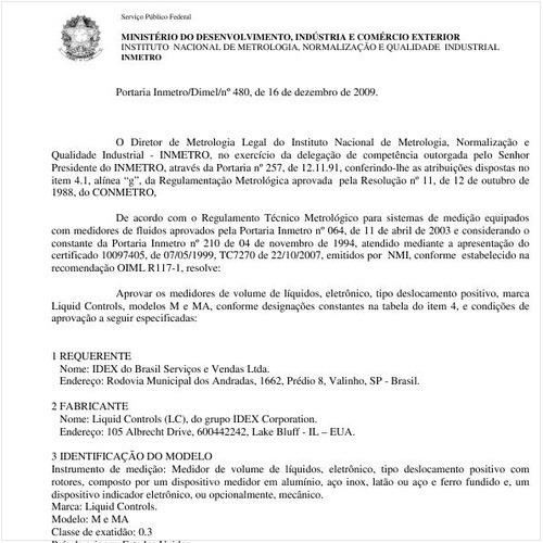 Portaria INMETRO/DIMEL 480:2009 - Situação: Em vigor
