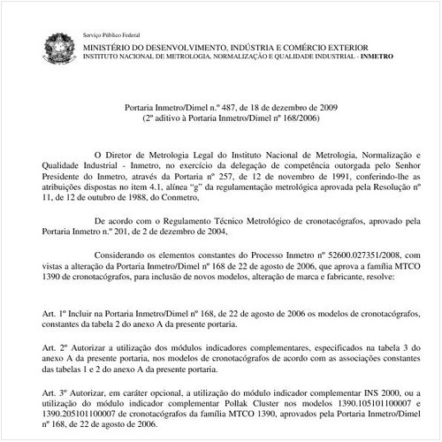 Portaria INMETRO/DIMEL 487:2009 - Situação: Revisto
