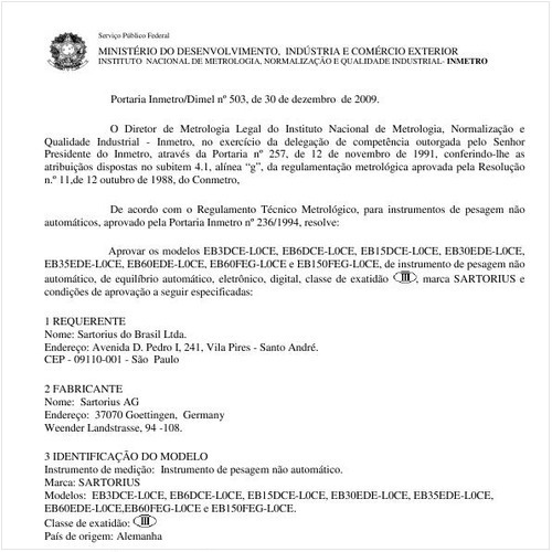 Portaria INMETRO/DIMEL 503:2009 - Situação: Prazo de validade expirado