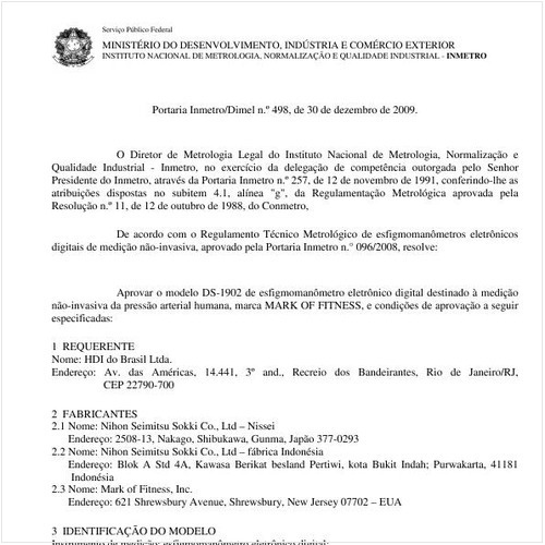 Portaria INMETRO/DIMEL 498:2009 - Situação: Em vigor