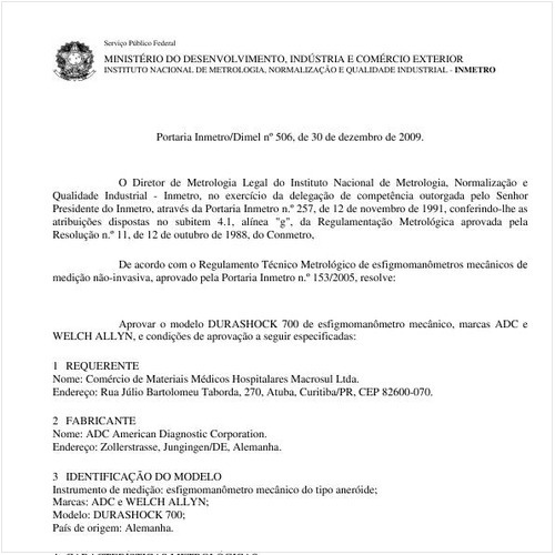 Portaria INMETRO/DIMEL 506:2009 - Situação: Em vigor