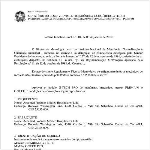 Portaria INMETRO/DIMEL 1:2010 - Situação: Em vigor