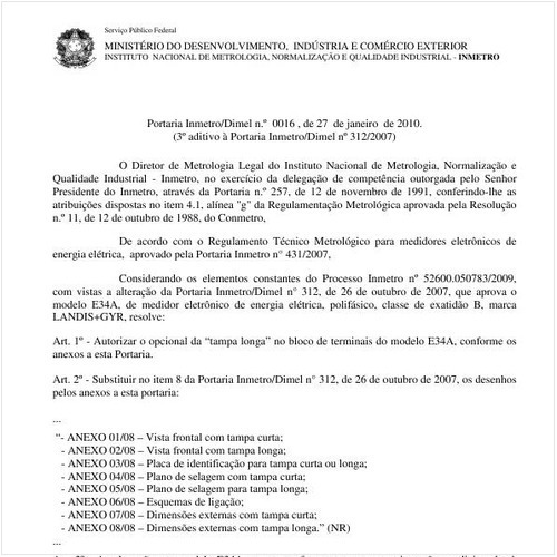 Portaria INMETRO/DIMEL 16:2010 - Situação: Revisto