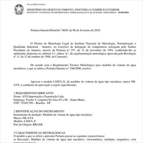 Portaria INMETRO/DIMEL 29:2010 - Situação: Em vigor