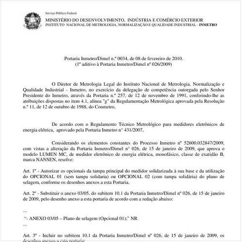 Portaria INMETRO/DIMEL 34:2010 - Situação: Revisto