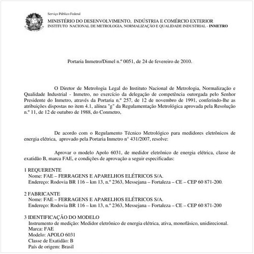 Portaria INMETRO/DIMEL 51:2010 - Situação: Revisto