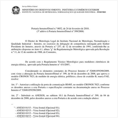 Portaria INMETRO/DIMEL 52:2010 - Situação: Revisto